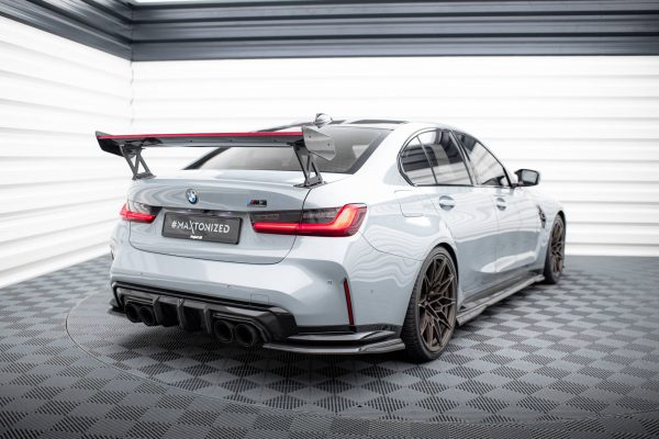 BMW M3 G80 / M340i G20 / 3 Pack M G20 / 3 Standard G20 - Aileron traseiro em carbono com suportes + LED | CF-BM-3-G80-M-WING5-EXT-245-P+LED | Produto Maxton Design distribuído por Unicartuning.