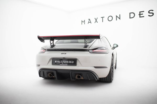 Porsche 718 Cayman 982c - Aileron traseiro em carbono com suportes V.2 + LED | CF-PO-CA-718-GTS-WING5-INT-245-P+LED-2 | Produto Maxton Design distribuído por Unicartuning.