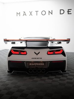 Chevrolet Corvette Stingray / Grand Sport C7 - Aileron traseiro em carbono + LED | CF-CH-CO-C7-WING4-UPP-245-P+LED | Produto Maxton Design distribuído por Unicartuning.
