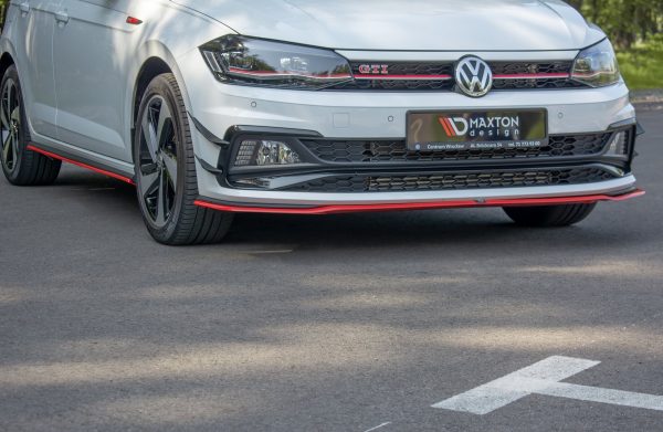 Volkswagen Polo GTI / R-line Mk6 - Lâmina frontal V.2 | VW-PO-6-GTI-FD2RED | Produto Maxton Design distribuído por Unicartuning. Volkswagen Polo GTI / R-line Mk6 - Lâmina frontal V.2 | VW-PO-6-GTI-FD2RED | Produto Maxton Design distribuído por Unicartuning.