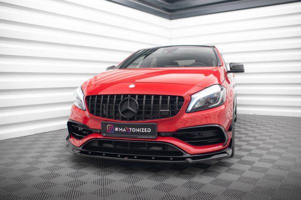 Mercedes-Benz A45 Aero W176 (facelift) - Lâmina frontal V.1 | ME-A-176F-AMG-AERO-FD1G | Produto Maxton Design distribuído por Unicartuning. Mercedes-Benz A45 Aero W176 (facelift) - Lâmina frontal V.1 | ME-A-176F-AMG-AERO-FD1G | Produto Maxton Design distribuído por Unicartuning.