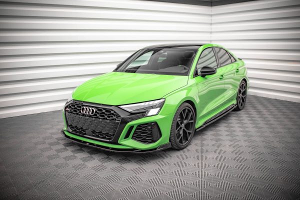 Audi RS3 Sedan 8Y - Lâmina frontal V.2 | AU-RS3-8Y-S-FD2G | Produto Maxton Design distribuído por Unicartuning.