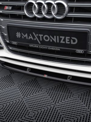 Audi S3 / A3 S-Line Sportback / Hatchback 8V - Lâmina frontal V.2 | AU-S3-8V-SB-FD2G | Produto Maxton Design distribuído por Unicartuning. Audi S3 / A3 S-Line Sportback / Hatchback 8V - Lâmina frontal V.2 | AU-S3-8V-SB-FD2G | Produto Maxton Design distribuído por Unicartuning.