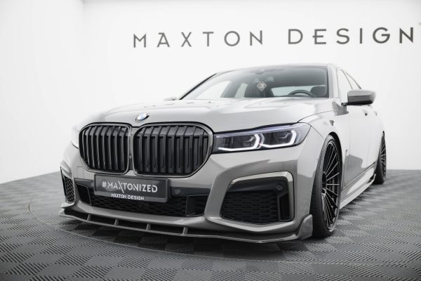 BMW 7 G11 / G11 (facelift) - Carbon Fiber Lâmina frontal + ABS Splitter | CF-BM-7-11F-MPACK-FD1-245-P+FD1RG | Produto Maxton Design distribuído por Unicartuning.