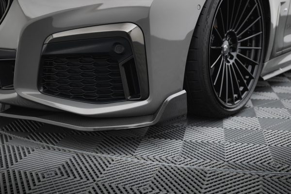 BMW 7 G11 / G11 (facelift) - Carbon Fiber Lâmina frontal + ABS Splitter | CF-BM-7-11F-MPACK-FD1-245-P+FD1RG | Produto Maxton Design distribuído por Unicartuning.