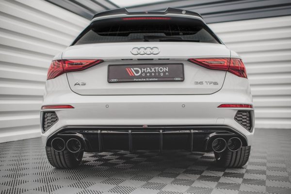 Audi A3 S-Line Sportback 8Y - Difusor + imitação saídas de escape | AU-A3-8Y-SLINE-RS1G+CHROME | Produto Maxton Design distribuído por Unicartuning. Audi A3 S-Line Sportback 8Y - Difusor + imitação saídas de escape | AU-A3-8Y-SLINE-RS1G+CHROME | Produto Maxton Design distribuído por Unicartuning.