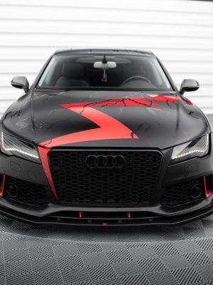 Audi A7 RS7 Look C7 - Lâmina frontal STREET PRO + Splitters | AUA7C7RS7LOOKCNC-FD1BRB+FSF1G | Produto Maxton Design distribuído por Unicartuning.