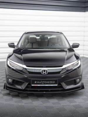 Honda Civic Mk10 - Lâmina frontal STREET PRO + Splitters | HOCI10CNC-FD1BRB+FSF1G | Produto Maxton Design distribuído por Unicartuning.
