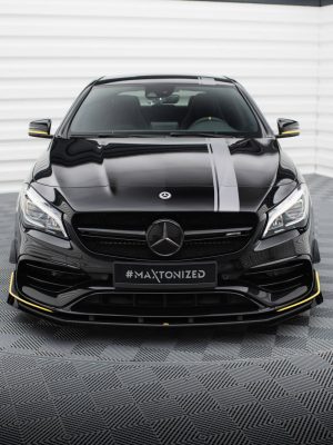 Mercedes-AMG CLA 45 Aero C117 (facelift) - Lâmina frontal STREET PRO + Splitters | MECLA117AMGAEROCNC-FD1BRB+FSF1G | Produto Maxton Design distribuído por Unicartuning.