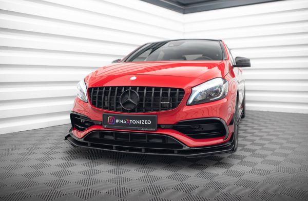 Mercedes-Benz A45 AMG Aero W176 (facelift) - Lâmina frontal STREET PRO + Splitters | MEA176FAEROCNC-FD1B+FSF1G | Produto Maxton Design distribuído por Unicartuning. Mercedes-Benz A45 AMG Aero W176 (facelift) - Lâmina frontal STREET PRO + Splitters | MEA176FAEROCNC-FD1B+FSF1G | Produto Maxton Design distribuído por Unicartuning.