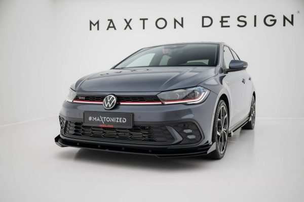 Volkswagen Polo GTI Mk6 (facelift) - Lâmina frontal STREET PRO + Splitters | VWPO6FGTICNC-FD1B+FSF1G | Produto Maxton Design distribuído por Unicartuning. Volkswagen Polo GTI Mk6 (facelift) - Lâmina frontal STREET PRO + Splitters | VWPO6FGTICNC-FD1B+FSF1G | Produto Maxton Design distribuído por Unicartuning.