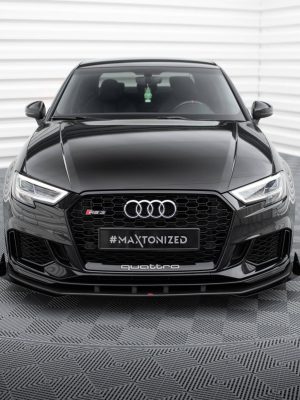 Audi RS3 Sedan 8V (facelift) - Lâmina frontal STREET PRO V.1 + Splitters | AURS38VFSCNC-FD1BRB+FSF1G | Produto Maxton Design distribuído por Unicartuning.