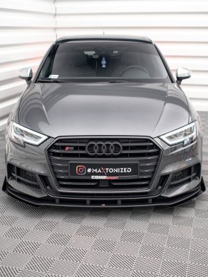 Audi S3 / A3 S-Line Sportback 8V (facelift) - Lâmina frontal STREET PRO V.1 + Splitters | AUS33FSBCNC-FD1B+FSF1G | Produto Maxton Design distribuído por Unicartuning.