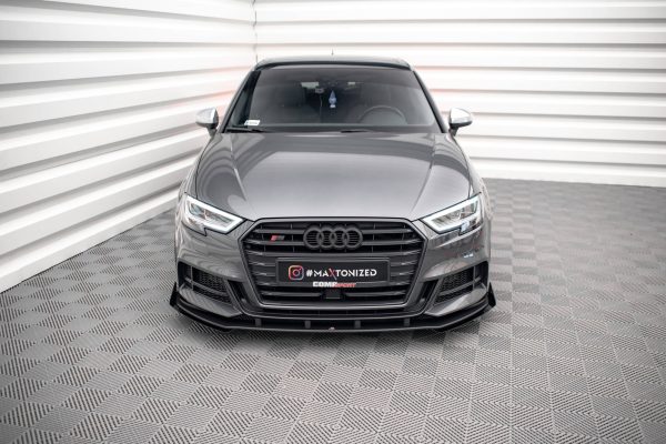 Audi S3 / A3 S-Line Sportback 8V (facelift) - Lâmina frontal STREET PRO V.1 + Splitters | AUS33FSBCNC-FD1BRB+FSF1G | Produto Maxton Design distribuído por Unicartuning. Audi S3 / A3 S-Line Sportback 8V (facelift) - Lâmina frontal STREET PRO V.1 + Splitters | AUS33FSBCNC-FD1BRB+FSF1G | Produto Maxton Design distribuído por Unicartuning.