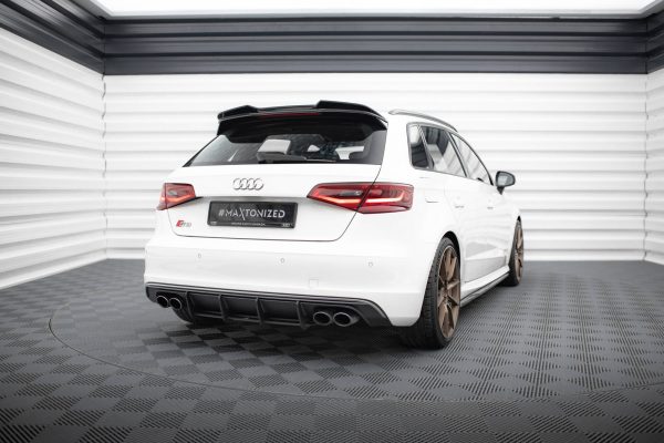 Audi S3 Sportback / Hatchback 8V - Difusor traseiro STREET PRO | AUS33CNC-RS1B+BRBI | Produto Maxton Design distribuído por Unicartuning.